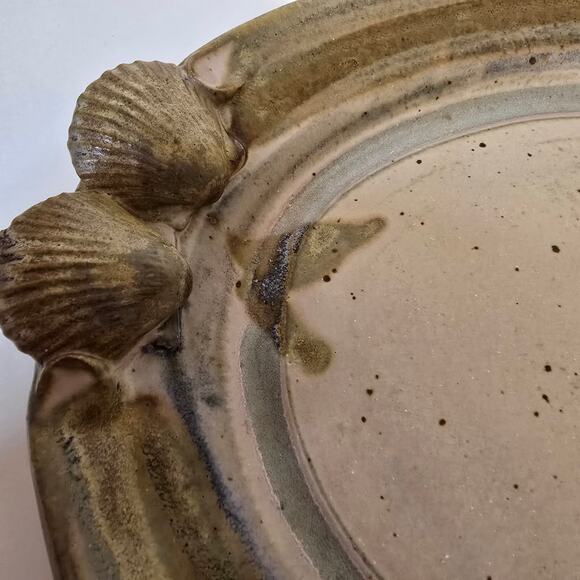 Seashell Tray Handmade Oval Serving Platter Holloman Pottery Functional Decor - Picture 4 of 6